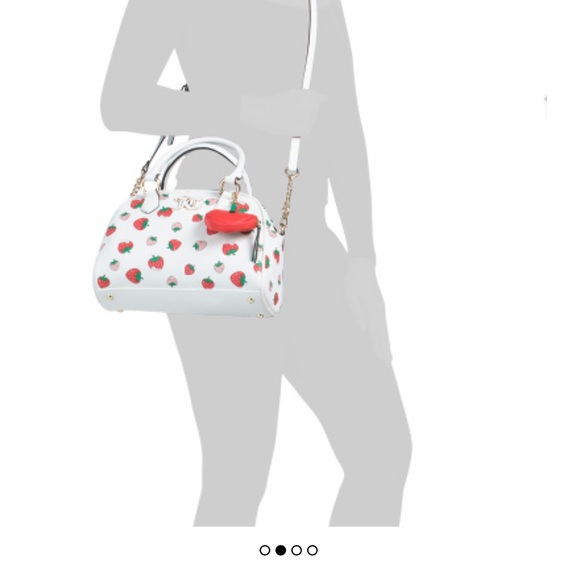 Juicy Couture White Strawberry Print Bowler Bag - Picture 5 of 7